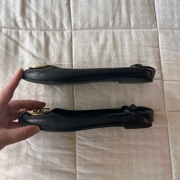 Tory Burch Black Leather Ballet Flat 7 - Picture 7 of 15